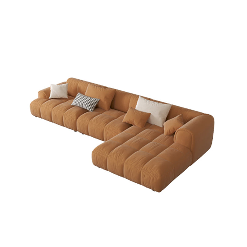 Nordic Style Sectional Sponge Padded Flannelette in Off-white/orange/orange-white Sofa