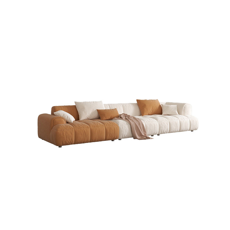 Nordic Style Sectional Sponge Padded Flannelette in Off-white/orange/orange-white Sofa