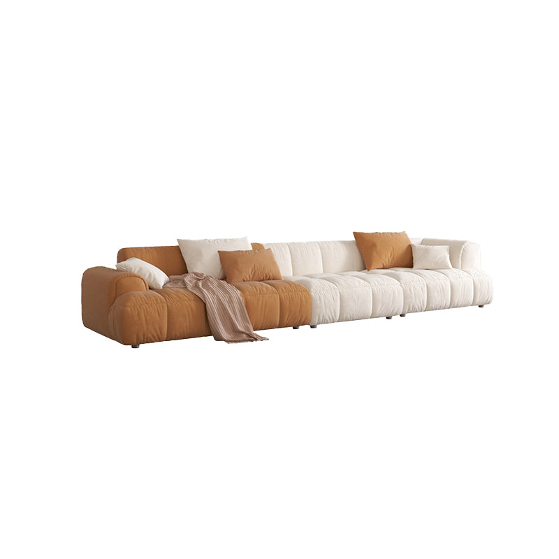 Nordic Style Sectional Sponge Padded Flannelette in Off-white/orange/orange-white Sofa