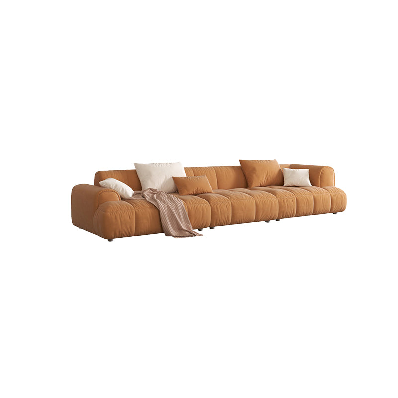 Nordic Style Sectional Sponge Padded Flannelette in Off-white/orange/orange-white Sofa