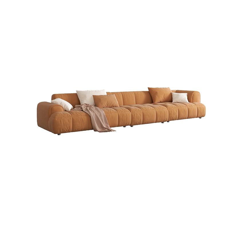 Nordic Style Sectional Sponge Padded Flannelette in Off-white/orange/orange-white Sofa