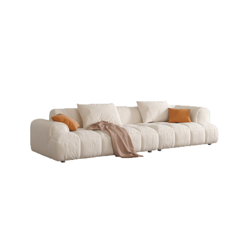 Nordic Style Sectional Sponge Padded Flannelette in Off-white/orange/orange-white Sofa