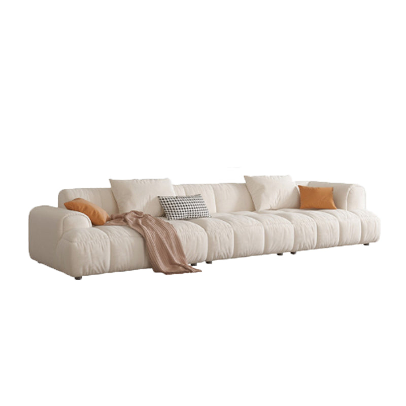 Nordic Style Sectional Sponge Padded Flannelette in Off-white/orange/orange-white Sofa