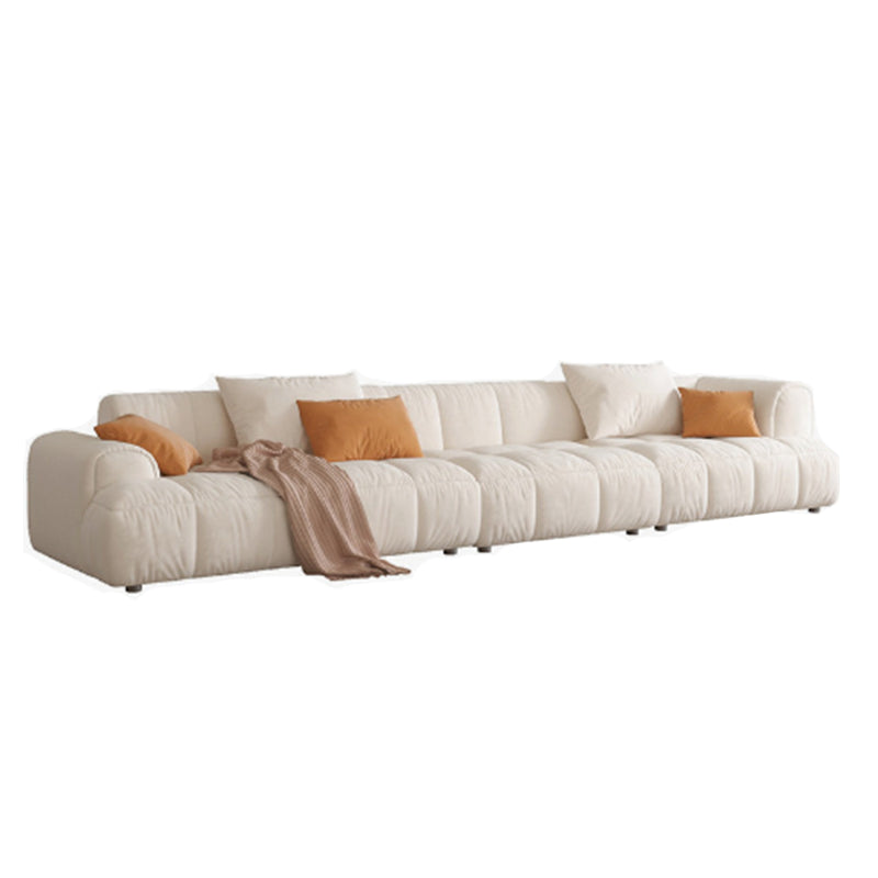 Nordic Style Sectional Sponge Padded Flannelette in Off-white/orange/orange-white Sofa