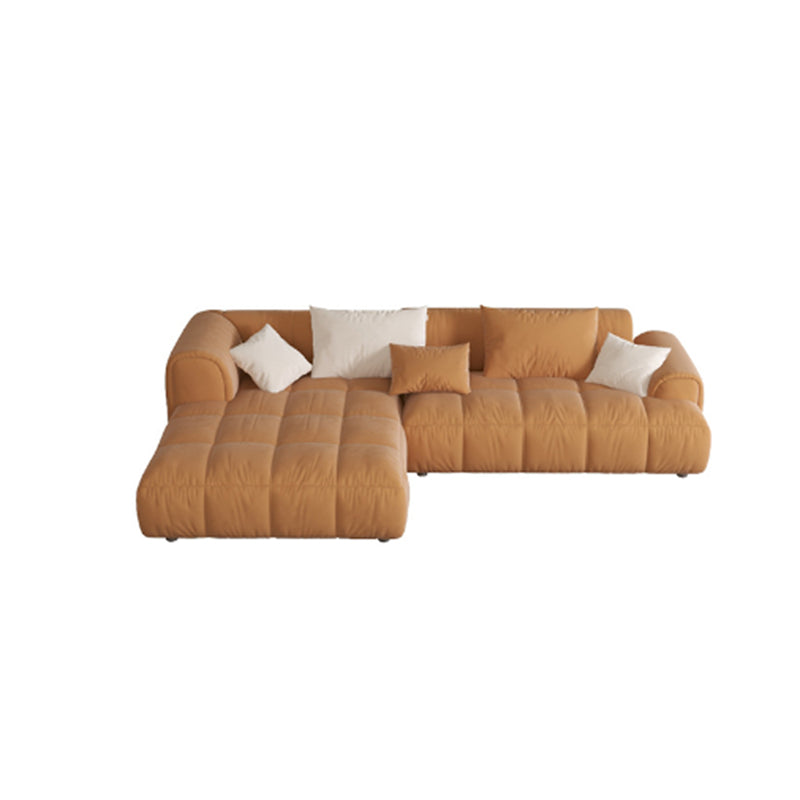 Nordic Style Sectional Sponge Padded Flannelette in Off-white/orange/orange-white Sofa