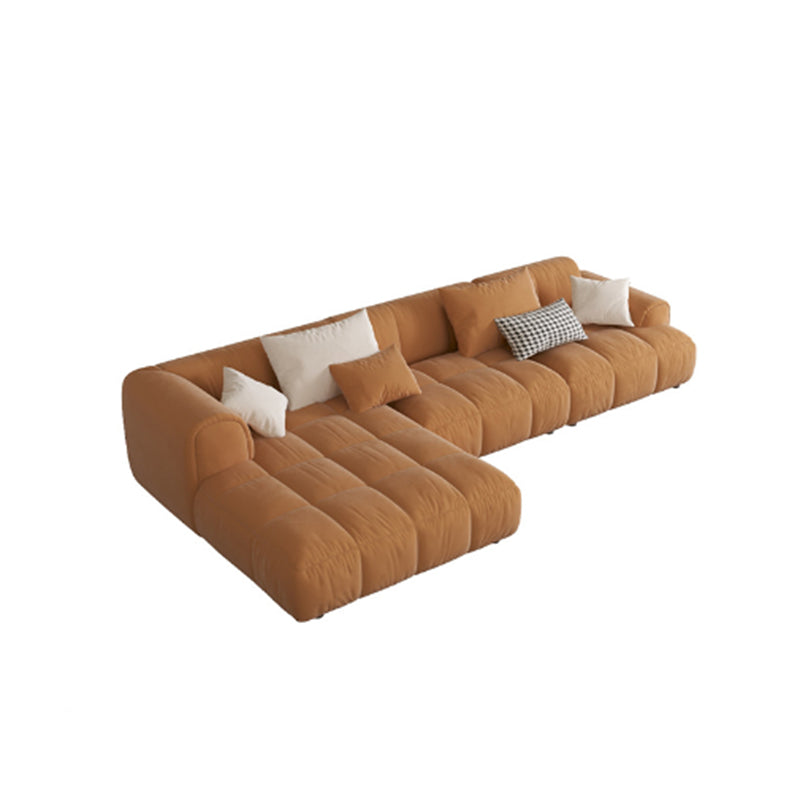 Nordic Style Sectional Sponge Padded Flannelette in Off-white/orange/orange-white Sofa