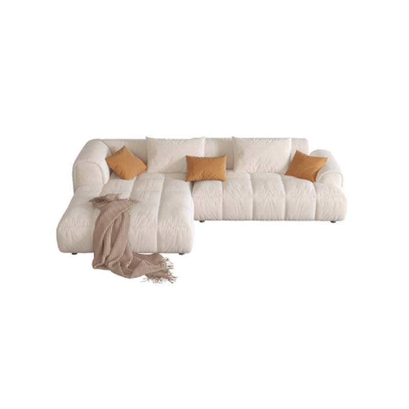 Nordic Style Sectional Sponge Padded Flannelette in Off-white/orange/orange-white Sofa