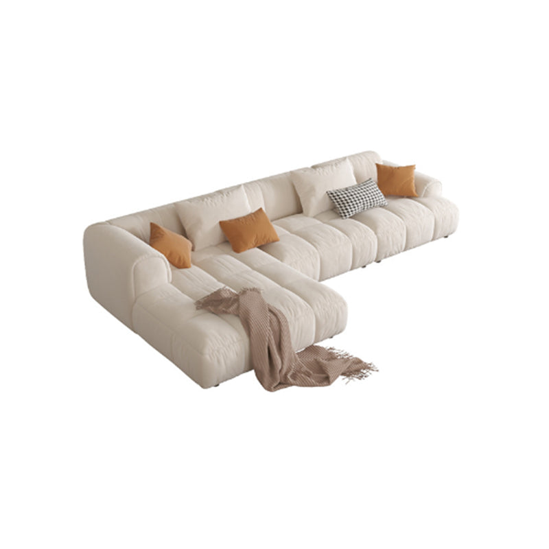 Nordic Style Sectional Sponge Padded Flannelette in Off-white/orange/orange-white Sofa