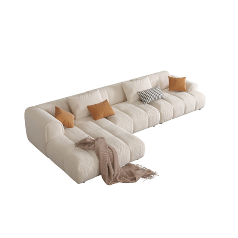 Nordic Style Sectional Sponge Padded Flannelette in Off-white/orange/orange-white Sofa