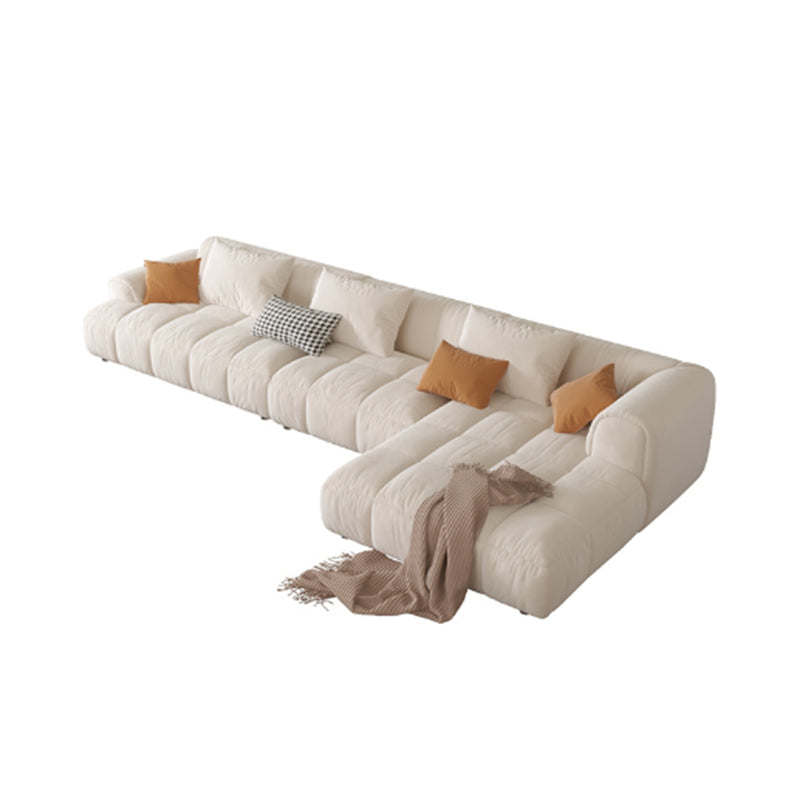 Nordic Style Sectional Sponge Padded Flannelette in Off-white/orange/orange-white Sofa