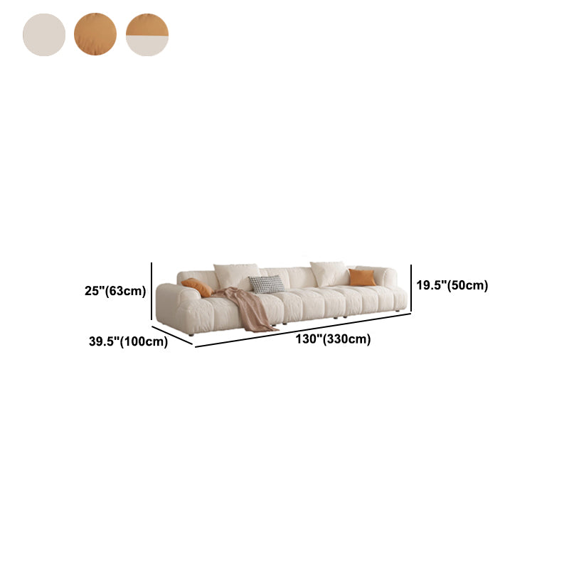 Nordic Style Sectional Sponge Padded Flannelette in Off-white/orange/orange-white Sofa