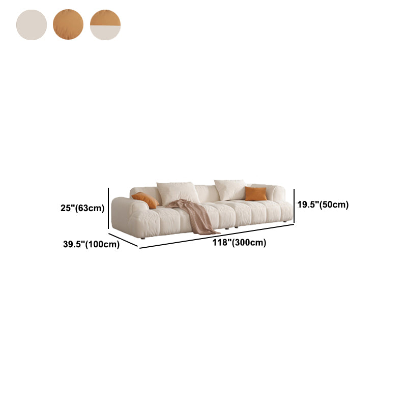 Nordic Style Sectional Sponge Padded Flannelette in Off-white/orange/orange-white Sofa