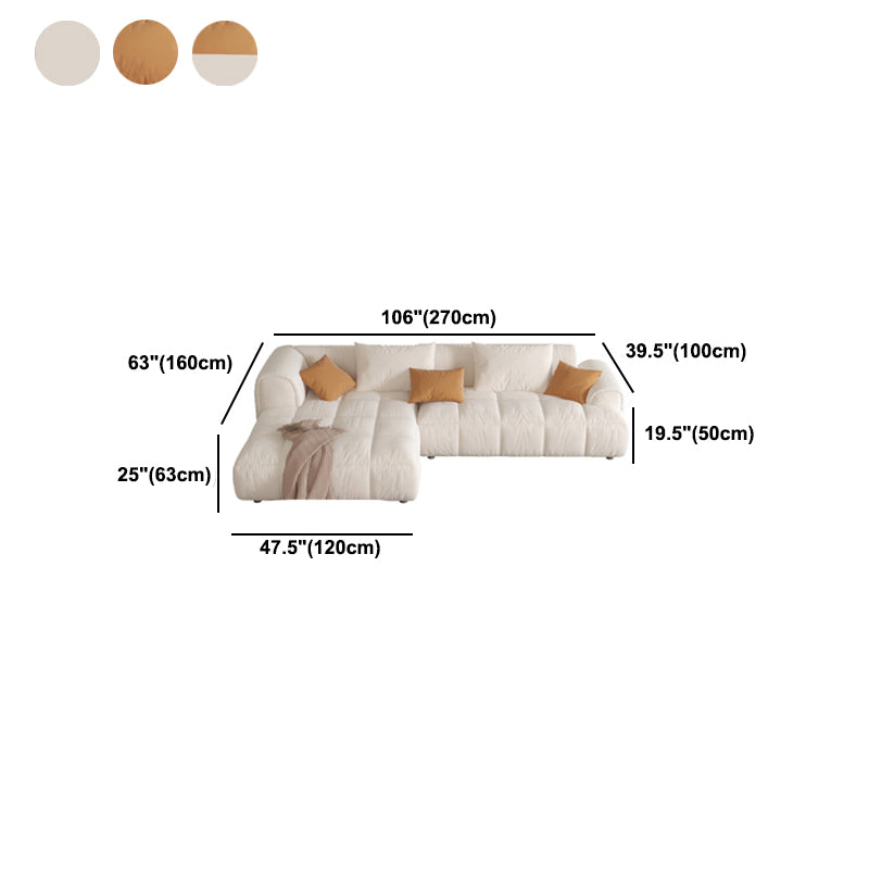 Nordic Style Sectional Sponge Padded Flannelette in Off-white/orange/orange-white Sofa