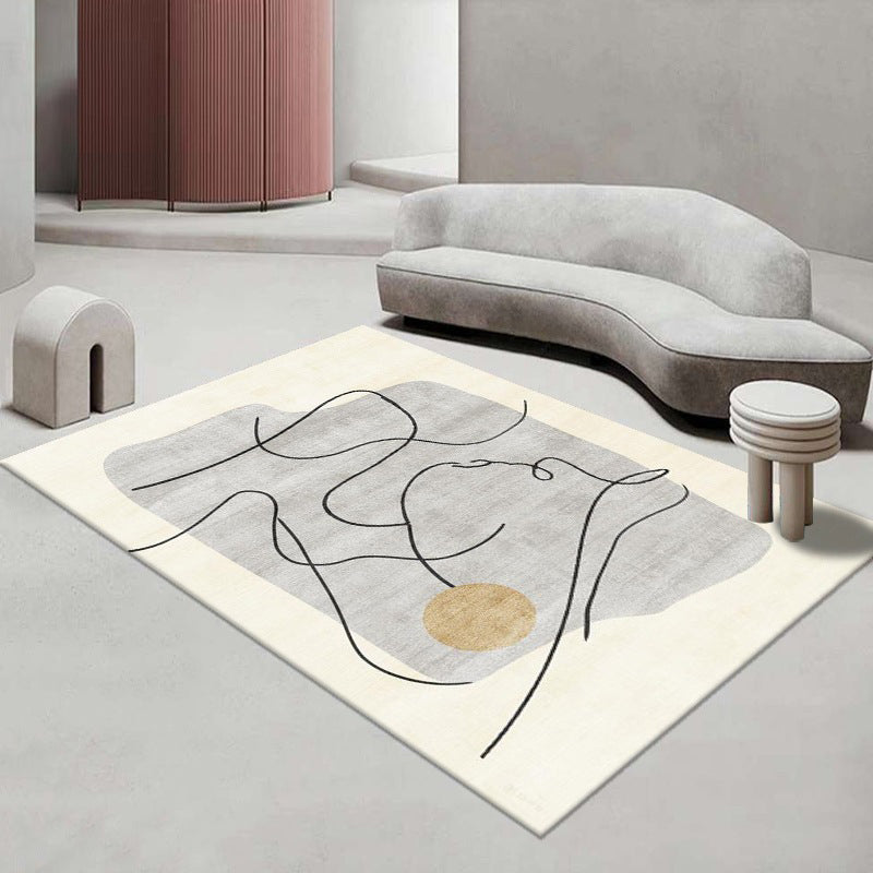 Gray Modern Carpet Polyester Color Piece Carpet Washable Carpet for Living Room