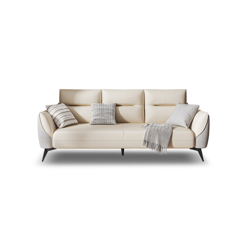 Contemporary Glam Faux Leather Sofa with Storage, Square Arm for Living Room