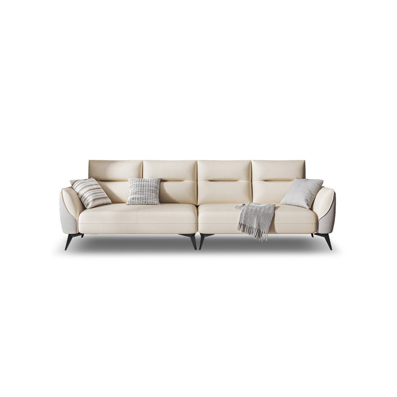 Contemporary Glam Faux Leather Sofa with Storage, Square Arm for Living Room