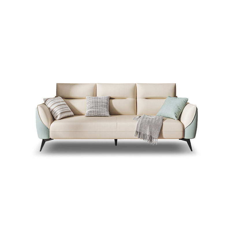 Contemporary Glam Faux Leather Sofa with Storage, Square Arm for Living Room