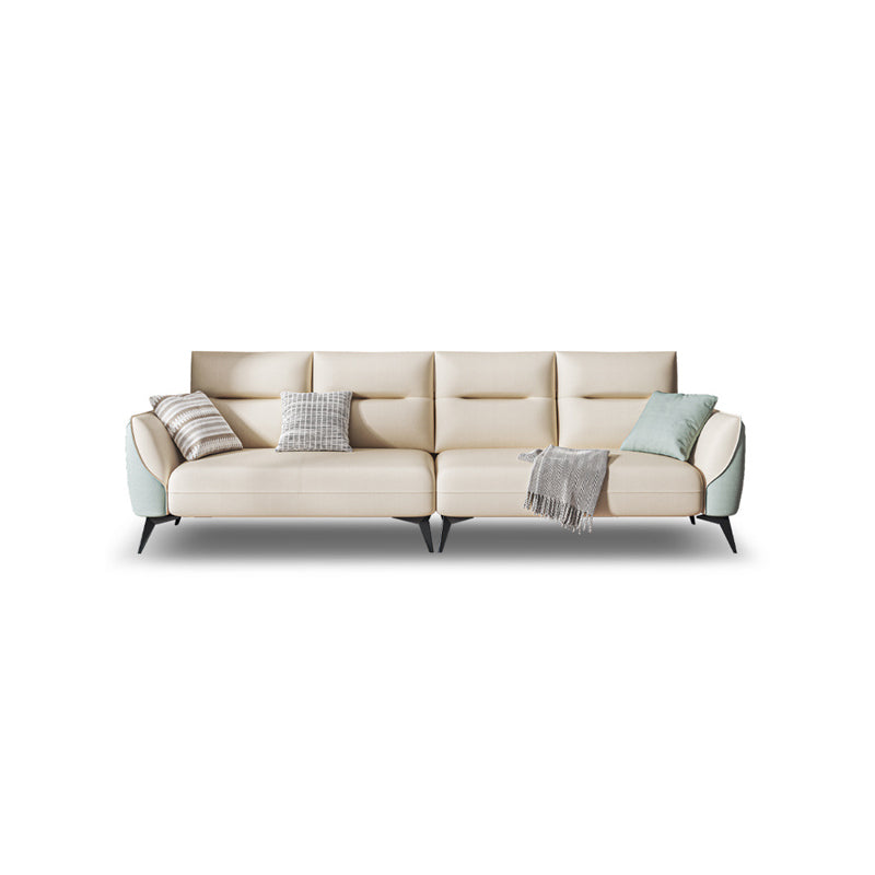 Contemporary Glam Faux Leather Sofa with Storage, Square Arm for Living Room