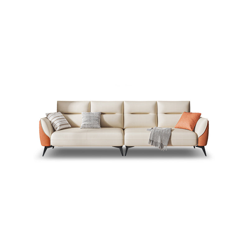 Contemporary Glam Faux Leather Sofa with Storage, Square Arm for Living Room