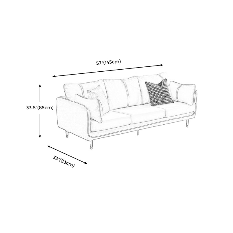 Faux Leather 85"High Tuxedo Arm Sofa with Pillows, Living Room