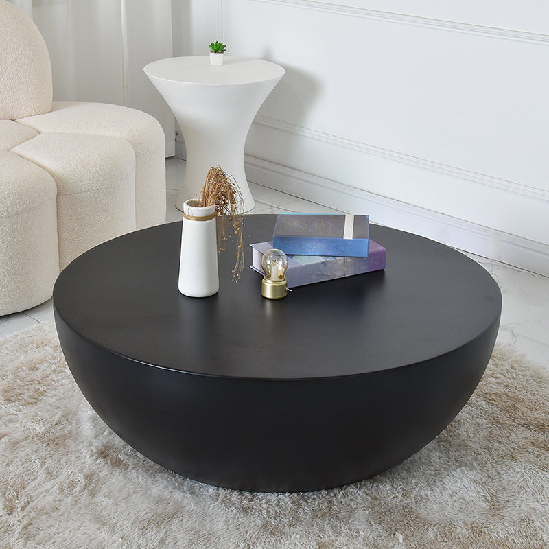 Modern Concrete Black Cocktail Table Round Coffee Table - White