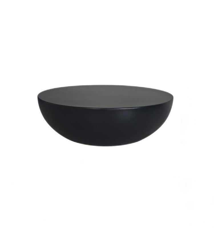 Modern Concrete Black Cocktail Table Round Coffee Table - White