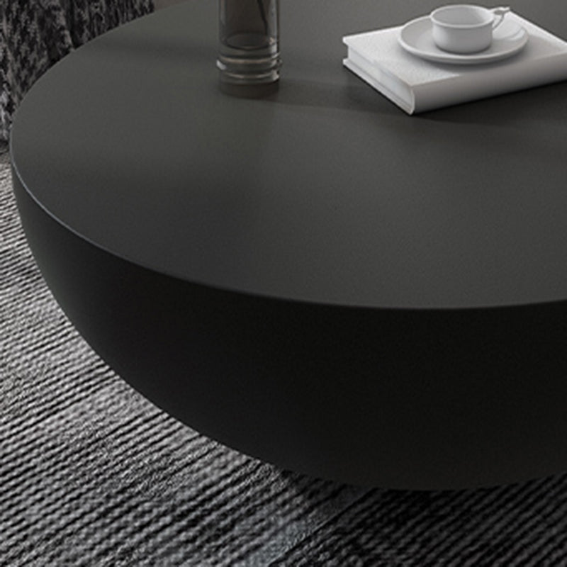 Modern Concrete Black Cocktail Table Round Coffee Table - White