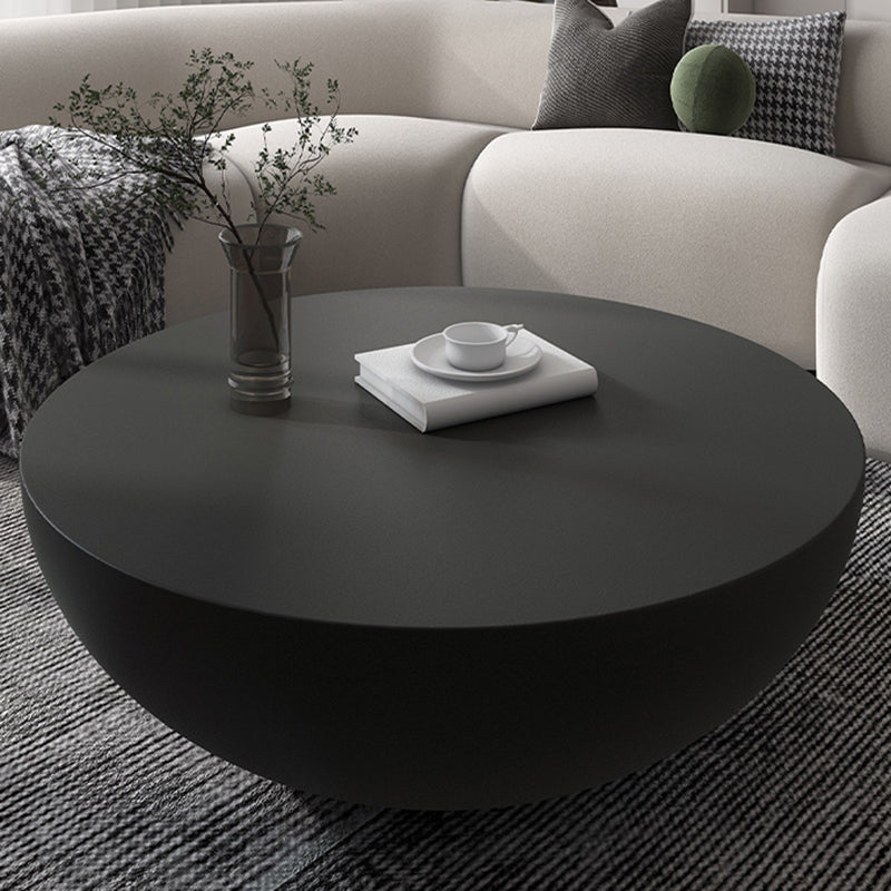 Modern Concrete Black Cocktail Table Round Coffee Table - White