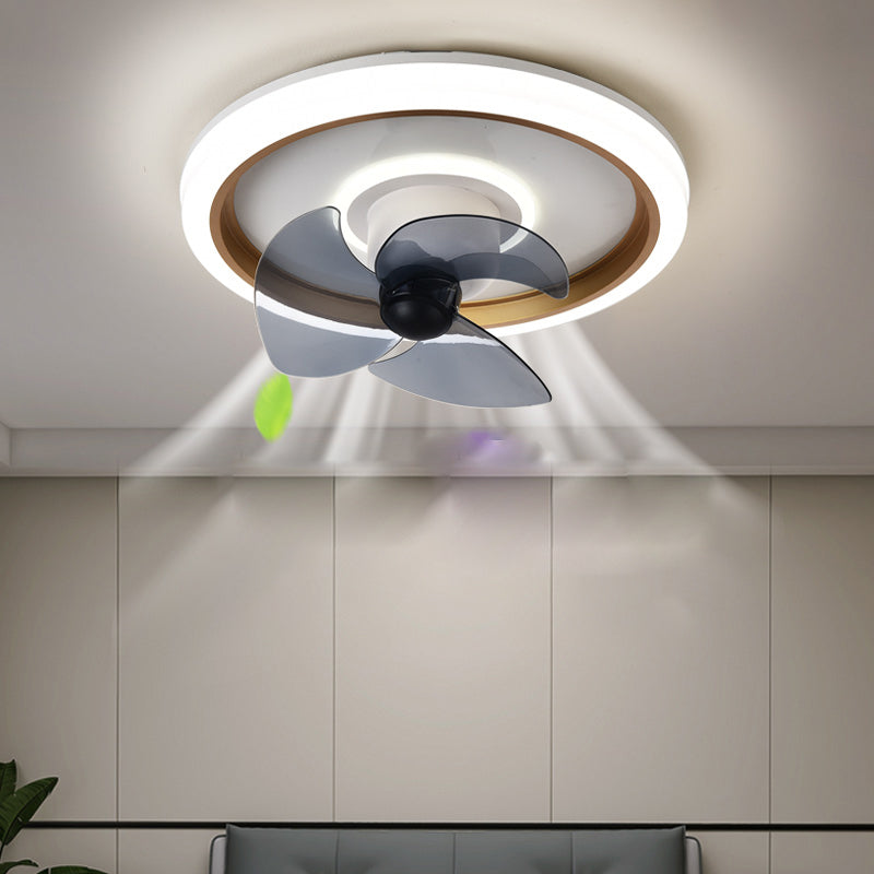 Modern 20" Wide LED Fan Light Metal Round Flush Mount Light for Living Room