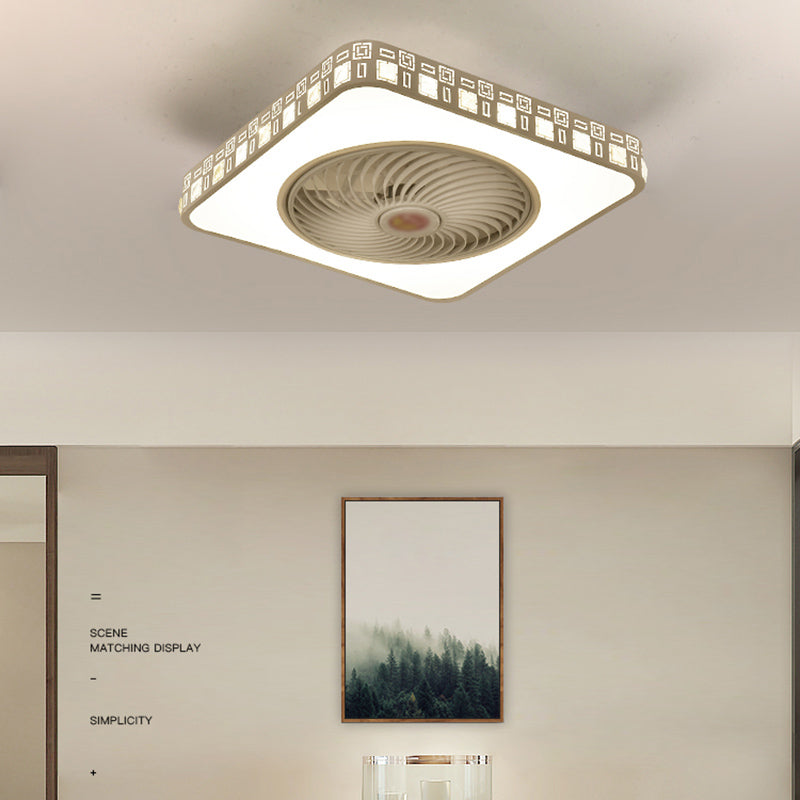 1-Light Modern Style LED Fan Light Metal Geometric Flush Mount Light for Bedroom