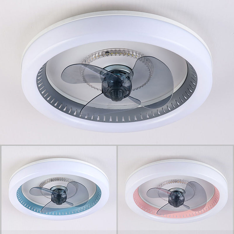 Modern LED Ceiling Fan Light Round Ceiling Mount Lamp with Acrylic Shade for Bedroom