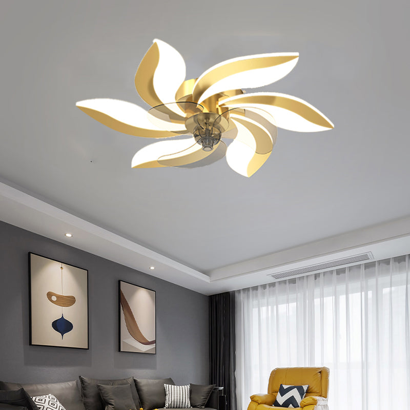 Modern Style LED Fan Light Metal Geometric Flush Mount Light for Living Room