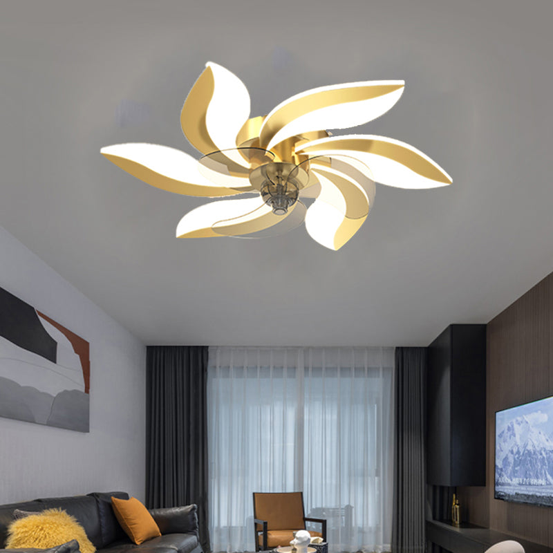 Modern Style LED Fan Light Metal Geometric Flush Mount Light for Living Room