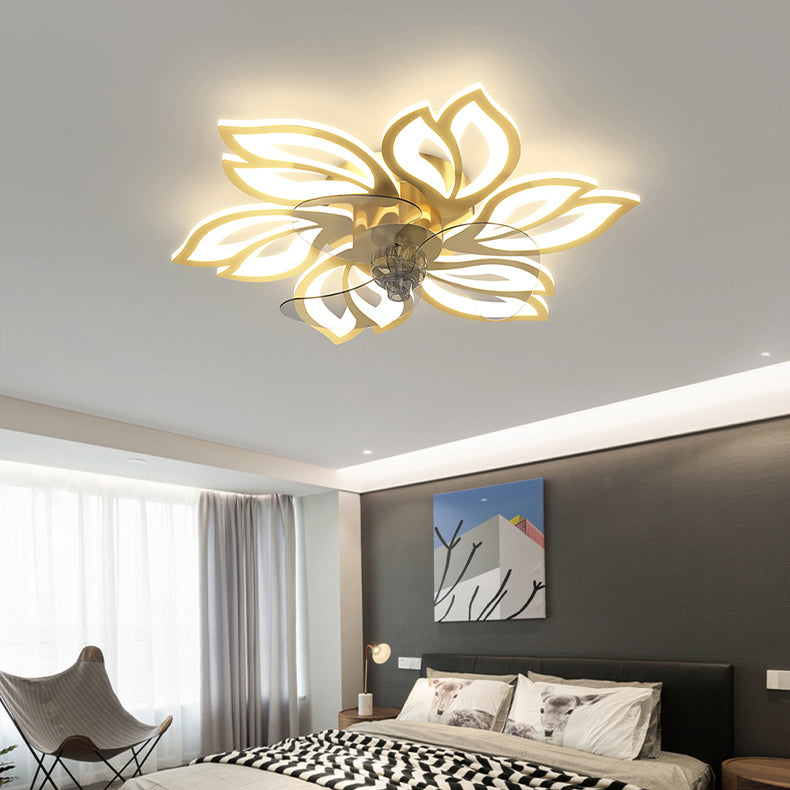 Modern Style LED Fan Light Metal Geometric Flush Mount Light for Living Room