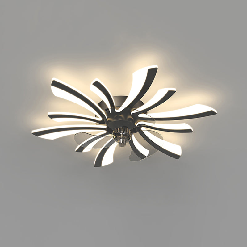 Modern Style LED Fan Light Metal Geometric Flush Mount Light for Living Room