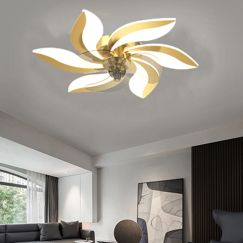 Modern Style LED Fan Light Metal Geometric Flush Mount Light for Living Room