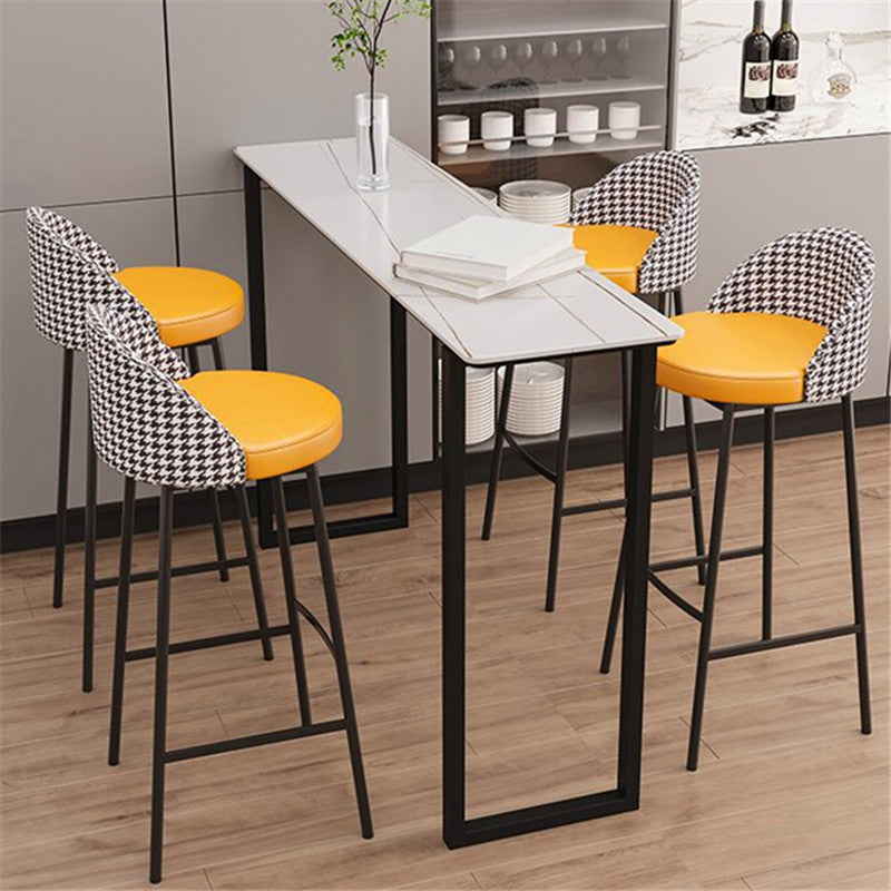 Contemporary Rectangle Top Bar Table 42-inch Height Stone Top Bistro Table