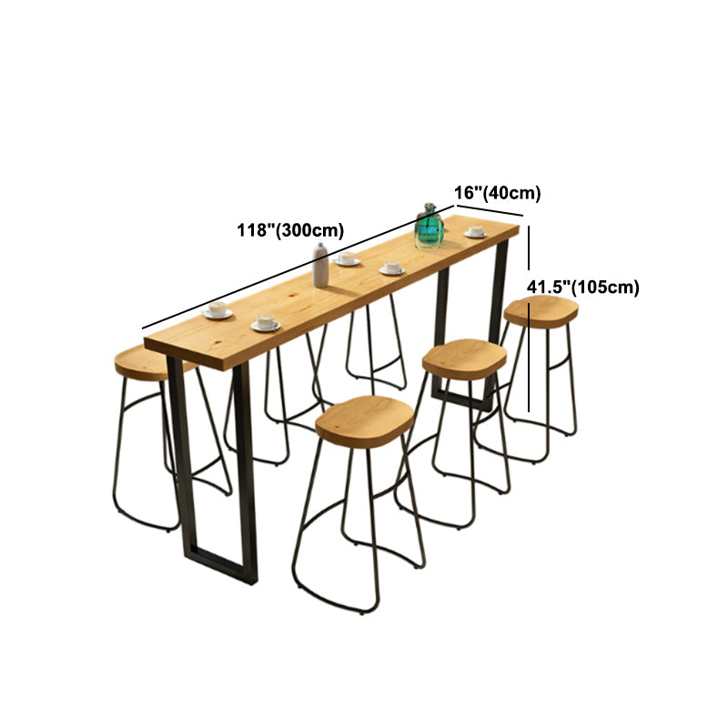 Rectangle Top Bar Table 42-inch Height Industrial Style Wood Bar Table