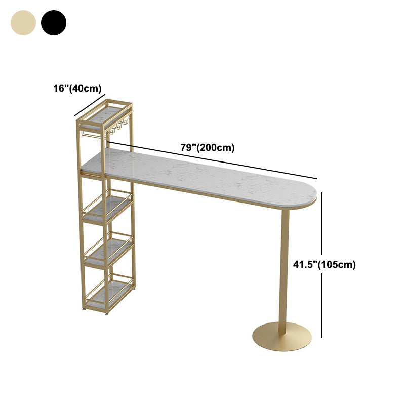 Glam Bar Table 42-inch Height Artificial Marble Top Pub Table with Storage Rack