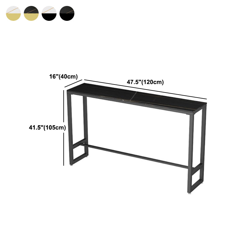 Stone Rectangle Top Bar Table 42-inch Height Iron Pedestal Modern Bistro Table