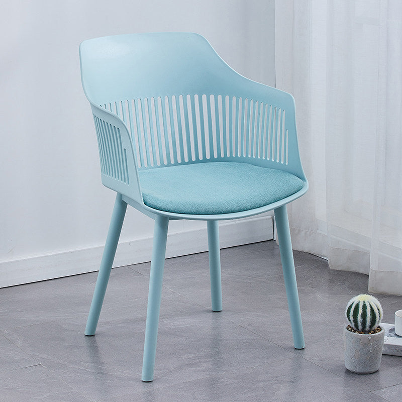 Contemporary Plastic Arm Chair Slat Back Kitchen Dining Room Chair