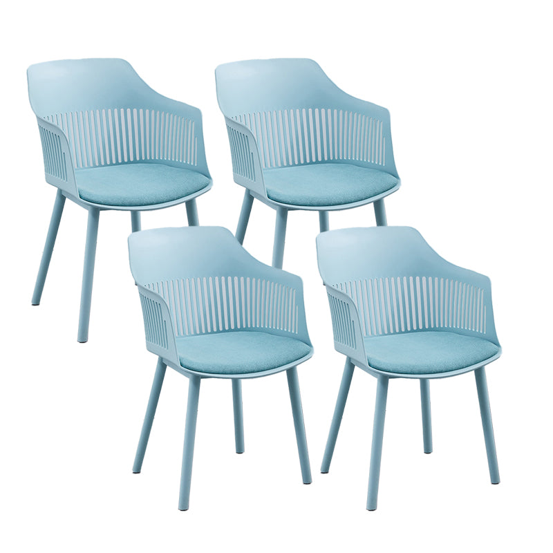 Contemporary Plastic Arm Chair Slat Back Kitchen Dining Room Chair