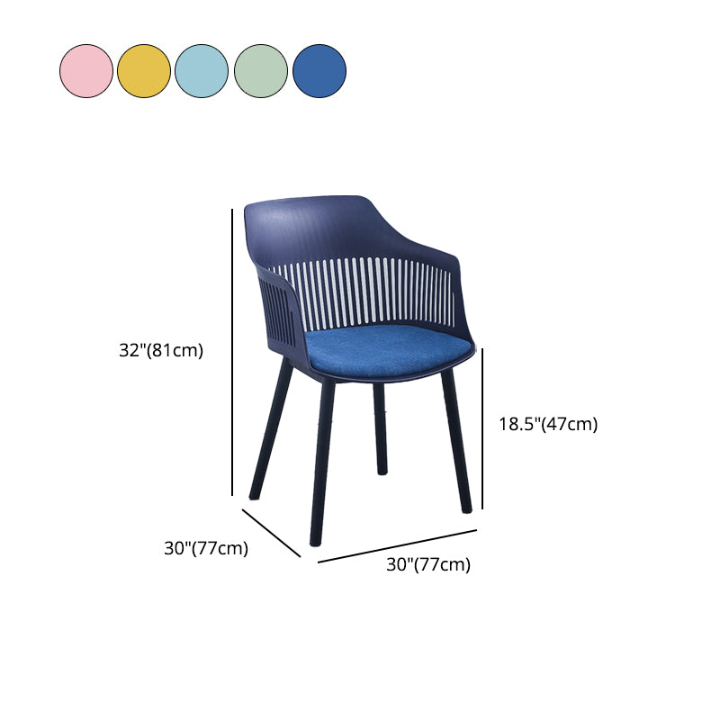 Contemporary Plastic Arm Chair Slat Back Kitchen Dining Room Chair