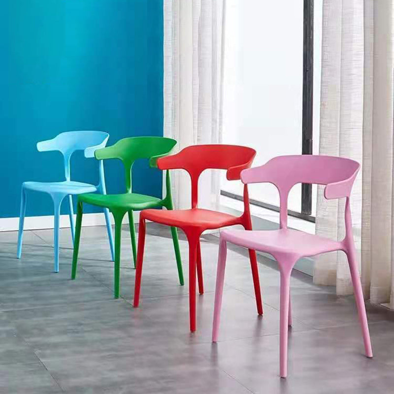 Contemporary Plastic Arm Chair Open Back Kitchen Dining Room Chair