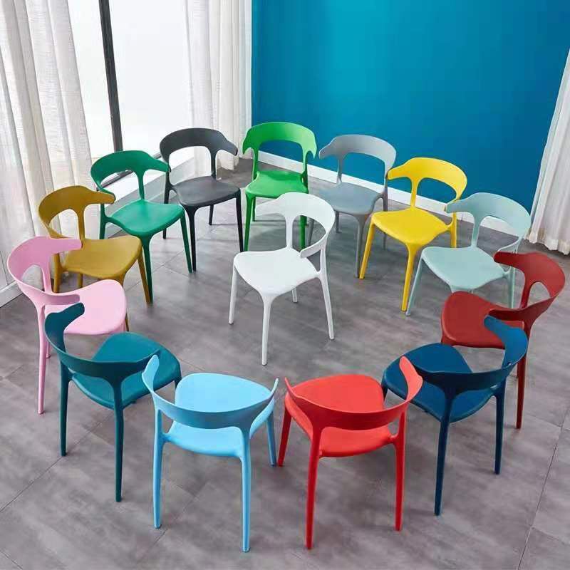 Contemporary Plastic Arm Chair Open Back Kitchen Dining Room Chair