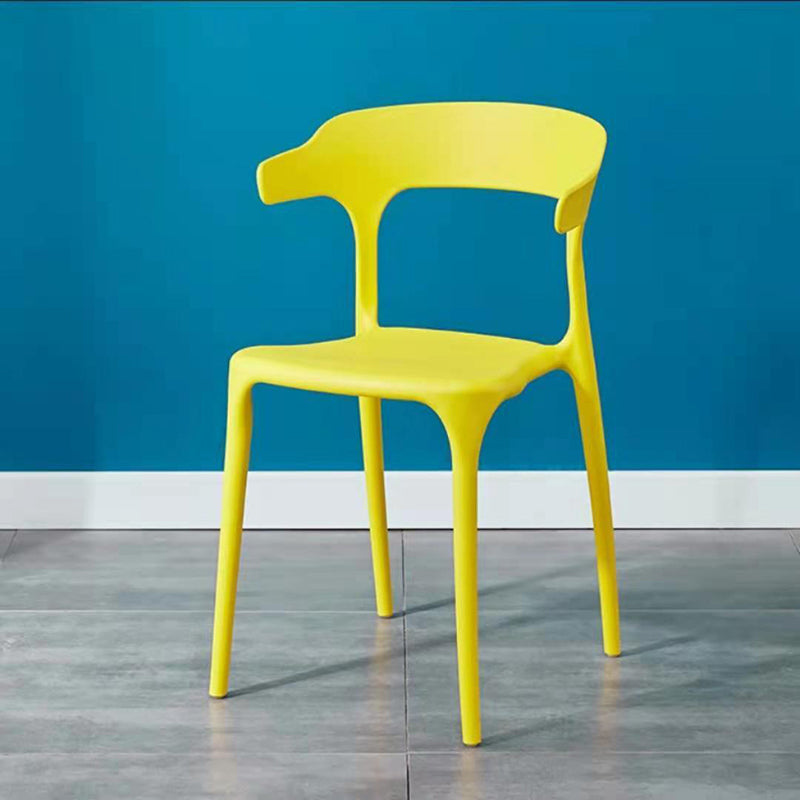 Contemporary Plastic Arm Chair Open Back Kitchen Dining Room Chair