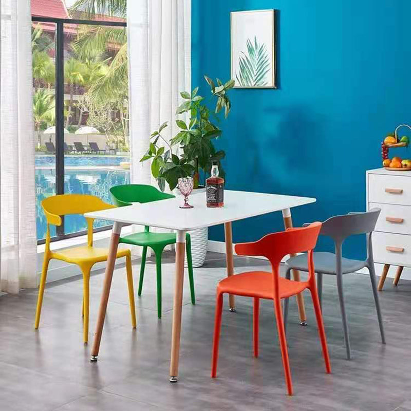 Contemporary Plastic Arm Chair Open Back Kitchen Dining Room Chair