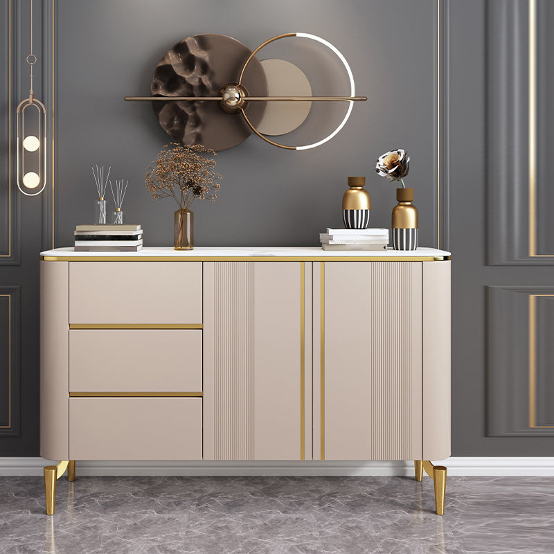 Glam Door Sideboard Sintered Stone Sideboard with Drawers for Living Room