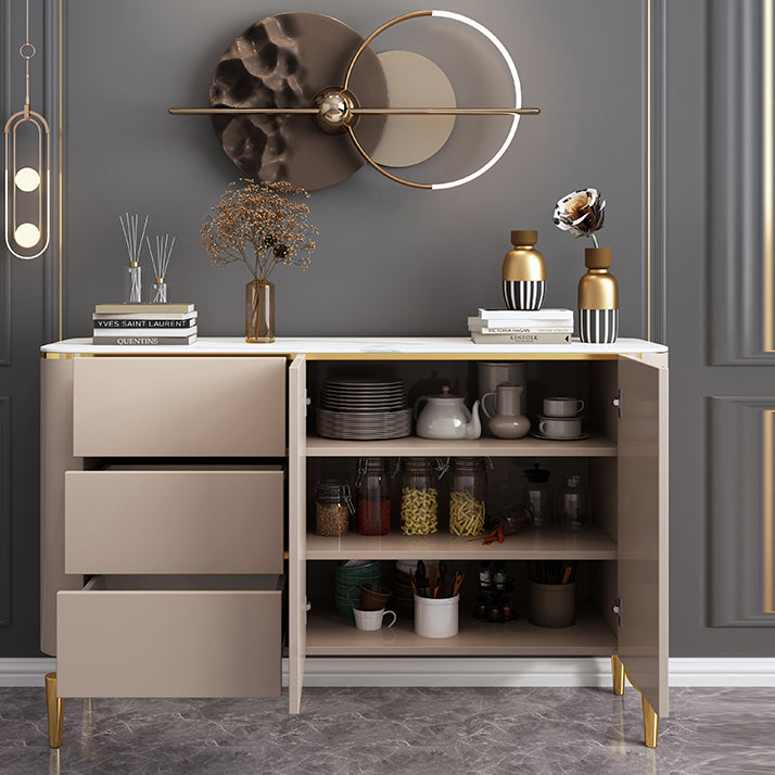 Glam Door Sideboard Sintered Stone Sideboard with Drawers for Living Room