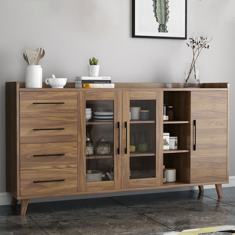 Modern Sideboard in Brown Engineered Wood Dining Sideboard with Doors for Living Room